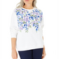 Karen Scott Women's Printed Fleece Top White - Blue Floral Size Large