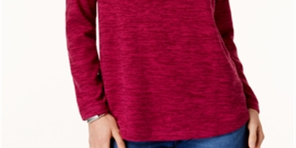 Karen Scott Women's Marled Sweatshirt Magenta Size Petite XL