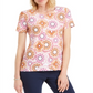 JM Collection Women's Printed Jacquard T-Shirt Pink Size Medium