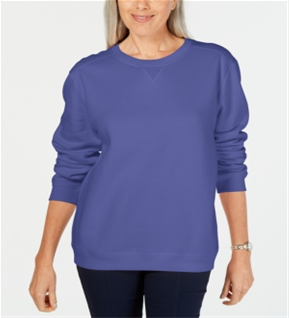 Karen Scott Women's Sport Long Sleeve Crewneck Sweatshirt Purple Size X-Small