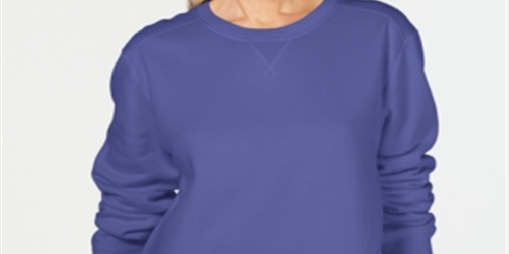 Karen Scott Women's Sport Long Sleeve Crewneck Sweatshirt Purple Size X-Small