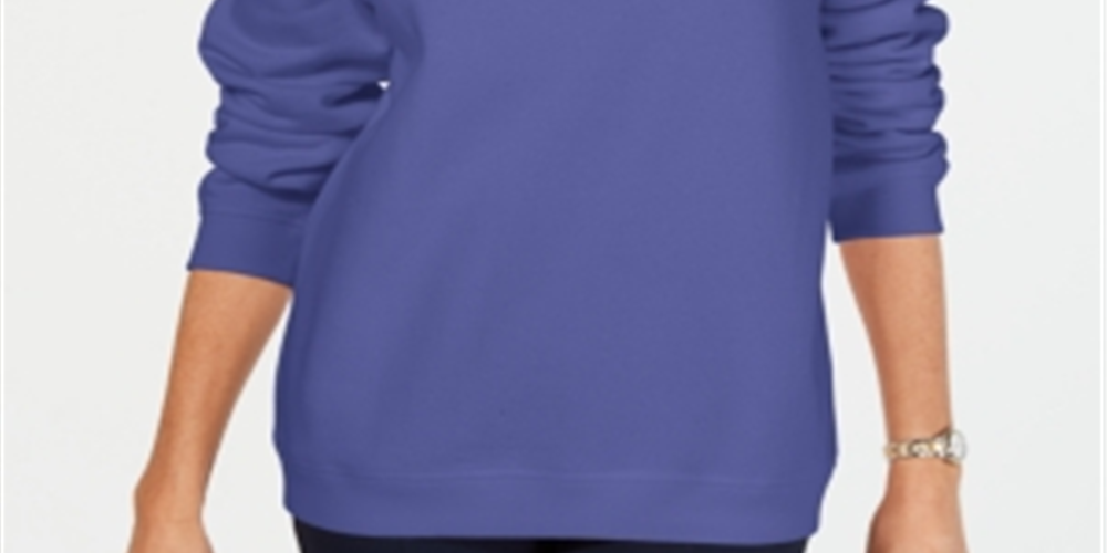 Karen Scott Women's Sport Long Sleeve Crewneck Sweatshirt Purple Size X-Small