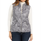 Charter Club Women's Printed Zip Front Vest White Size Petite Small