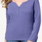 Karen Scott Women's Cotton Henley Top Purple Size Small