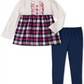 Kids Headquarters Toddler Girl's 2 Pc Plaid Flannel Tunic & Leggings Set White Size 4T