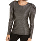 INC International Concepts Women's Solid Shiny Long Sleeve Crew Neck T-Shirt Party Top Black Size Medium