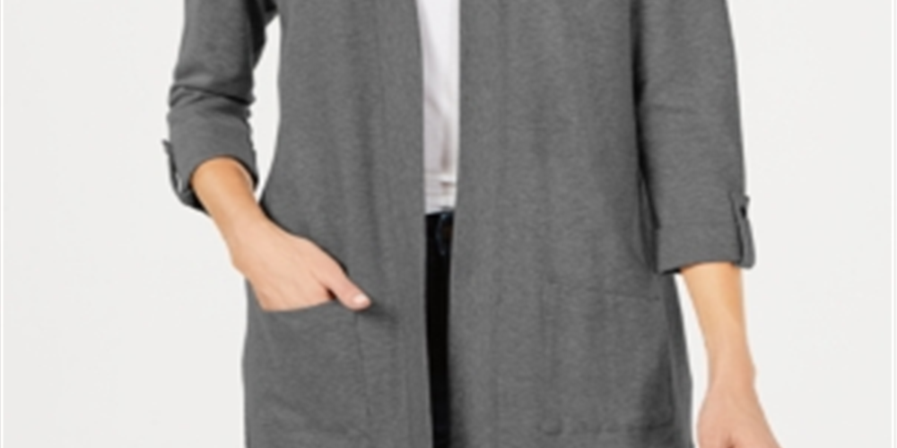 Karen Scott Women's Cotton Cozy Cardigan Gray Size Small