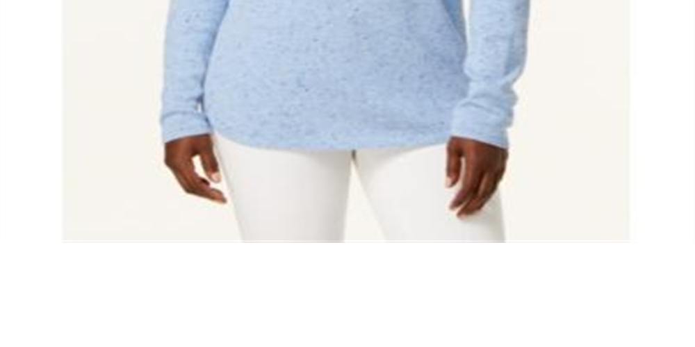 Karen Scott Women's Long Sleeve Curved Hem Sweater Blue Size Petite L