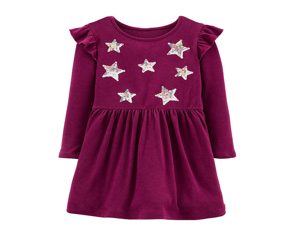 Carter's Toddler Girl's Sequin Stars Jersey Dress Purple Size 4T