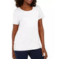 Karen Scott Women's Button Hem Scoop Neck Cotton Top White Size Large