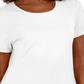 Karen Scott Women's Button Hem Scoop Neck Cotton Top White Size Large