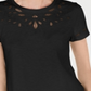 Charter Club Women's Cutout Cotton T-Shirt Black Size XX-Large