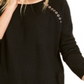 INC International Concepts Women's Peekaboo Grommet Sweater Black Size Medium