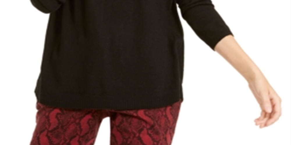 INC International Concepts Women's Peekaboo Grommet Sweater Black Size Medium