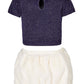 First Impressions Baby Girl's 2 Pc Metallic Sweater & Faux Fur Skirt Set Blue Size 0-3 Months