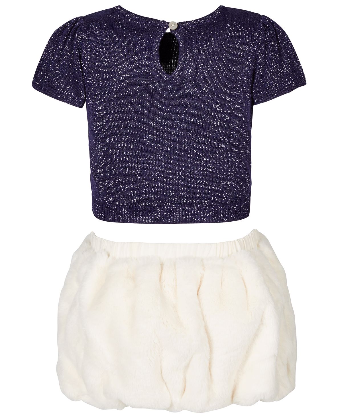 First Impressions Baby Girl's 2 Pc Metallic Sweater & Faux Fur Skirt Set Blue Size 0-3 Months