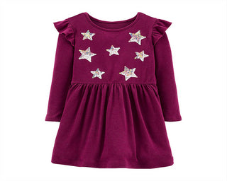 Carter's Toddler Girl's Sequin Stars Jersey Dress Purple Size 2T