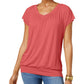 JM Collection Women's Blouson T-Shirt Red Size Small