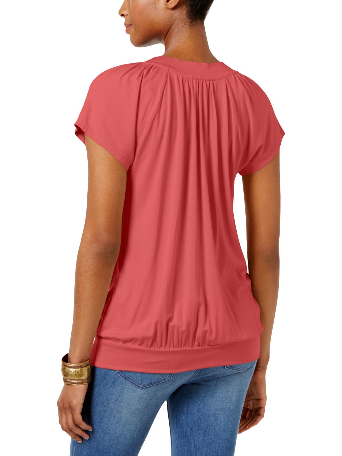 JM Collection Women's Blouson T-Shirt Red Size Small