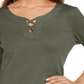 Karen Scott Women's Cotton Lace up T-Shirt Green Size Small