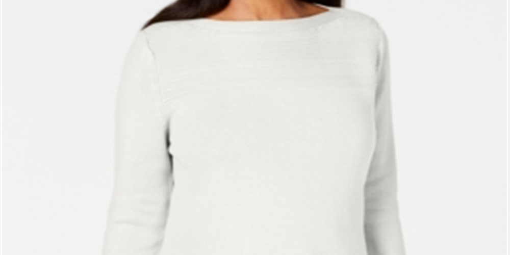 Karen Scott Women's Cotton Boat Neck Sweater White Size X-Small
