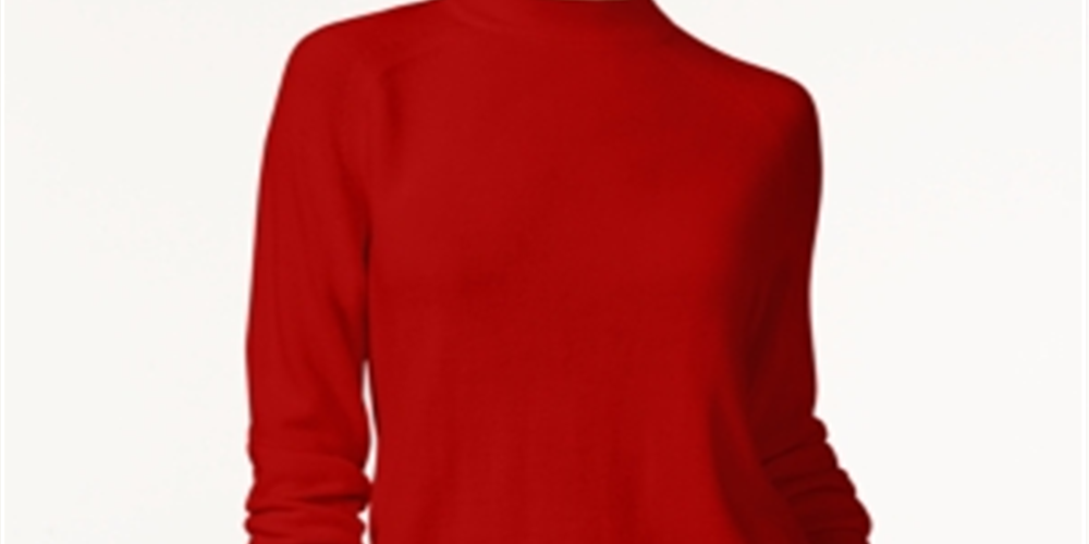 Karen Scott Women's Zip Back Mock Neck Sweater Red Size Small