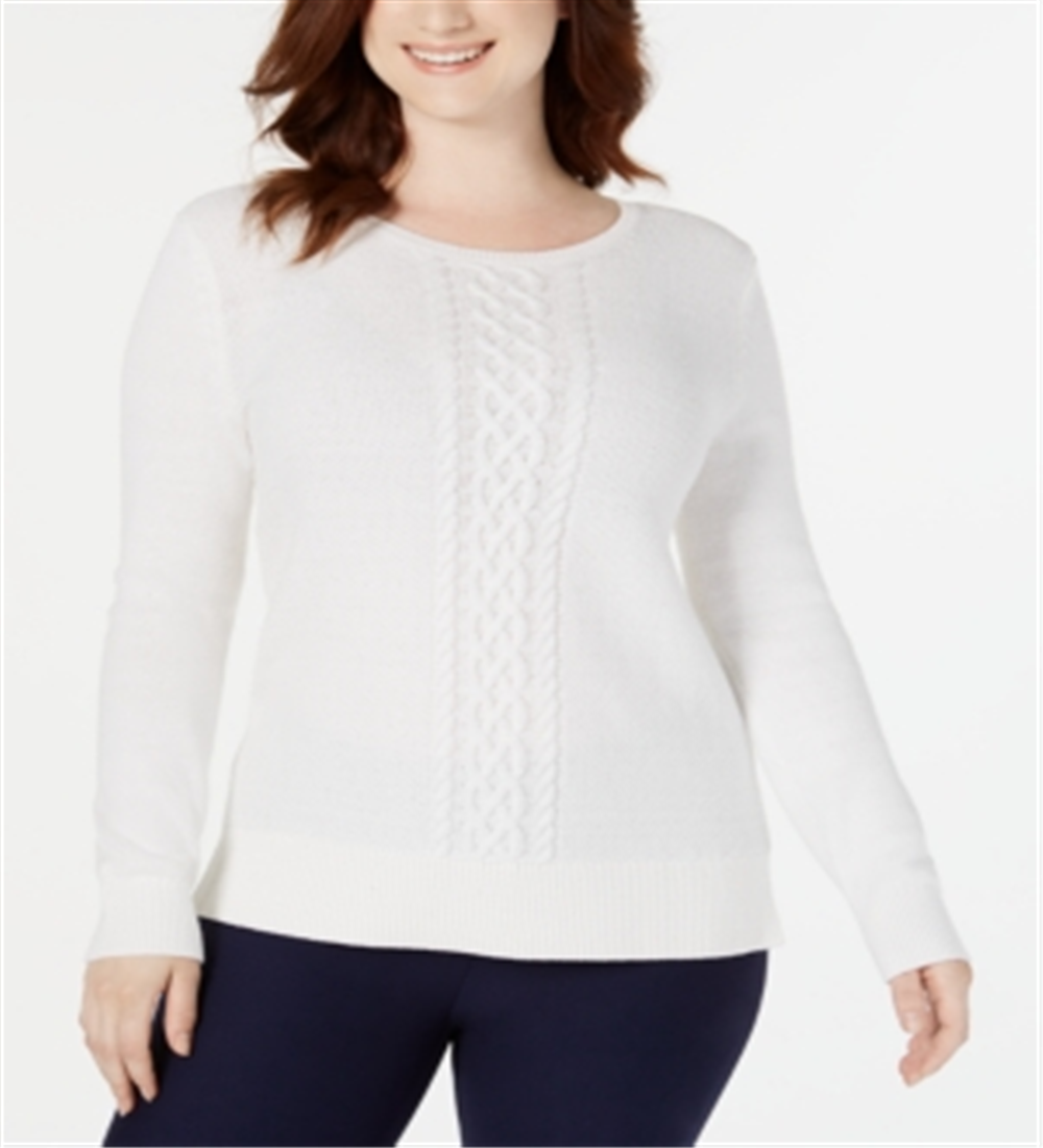 Karen Scott Women's Cable Knit Sweater White Size Large