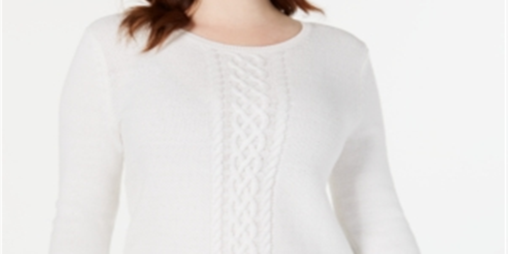 Karen Scott Women's Cable Knit Sweater White Size Large