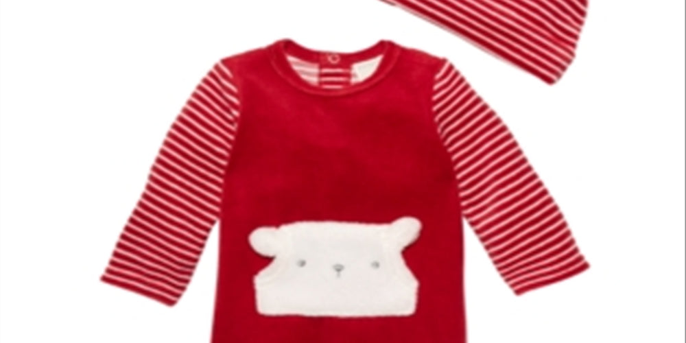First Impressions Baby Boy's 2 Pc Hat & Footed Striped Coverall Set Red Size 3-6MOS