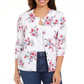 Karen Scott Women's Floral Print Button Cardigan White Combo -Size Small