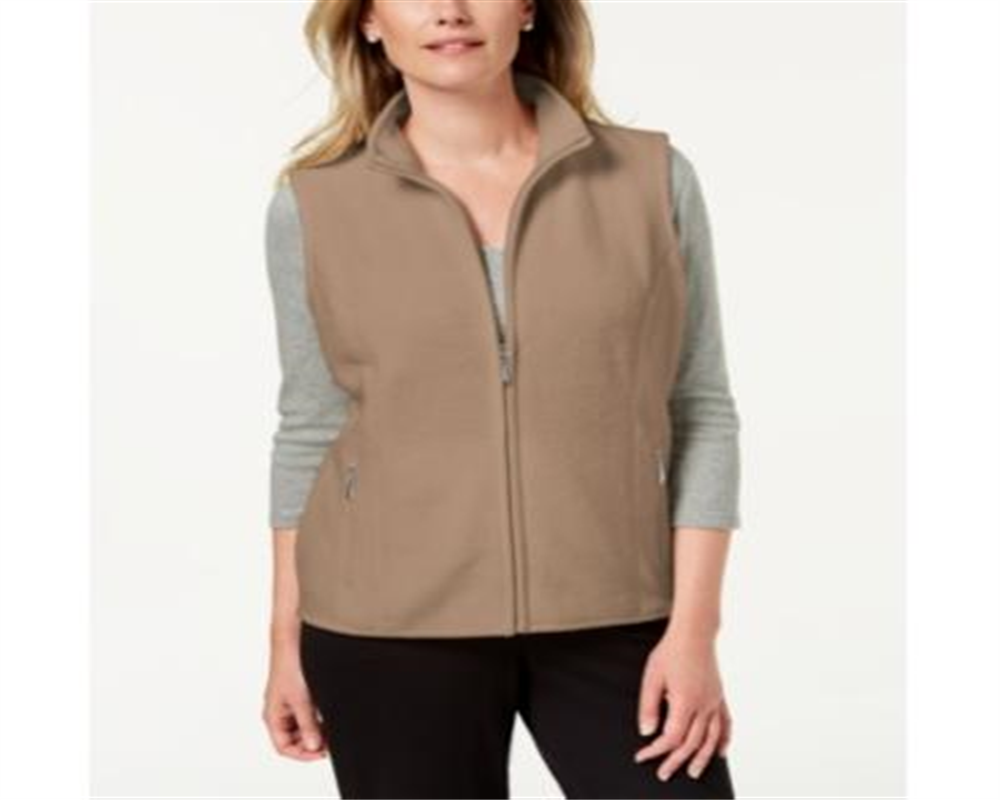 Karen Scott Women's Zip up Zeroproof Fleece Vest Merlot Size Small