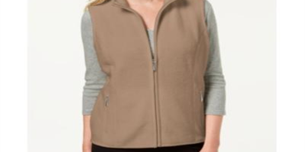 Karen Scott Women's Zip up Zeroproof Fleece Vest Merlot Size Small