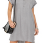 Style & Co Women's High Low Chambray Shirt Dress Gray Size X-Small