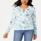 Charter Club Women's Floral Print Cardigan Platnium Floral Size Large