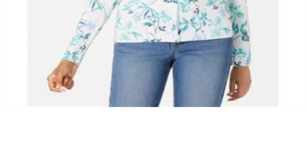 Charter Club Women's Floral Print Cardigan Platnium Floral Size Large