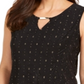 JM Collection Women's Jacquard Keyhole Top Black Size Petite S/M