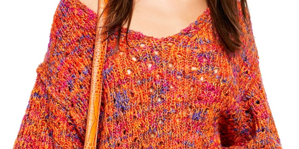 Free People Women's Long Sleeve V Neck Sweater Orange Size Small