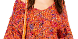 Free People Women's Long Sleeve V Neck Sweater Orange Size Small