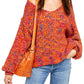 Free People Women's Long Sleeve V Neck Sweater Orange Size Small