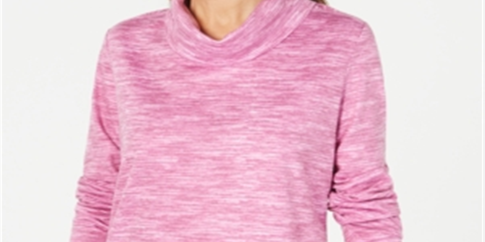 Karen Scott Women's Sport Space Dyed Cowlneck Top Pink Size X-Small