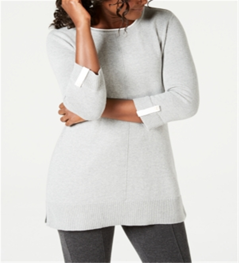 Karen Scott Women's Cotton Sweater Gray Size Medium