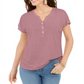 Style & Co Women's Dolman Sleeve Henley Linen Blend Top Purple Size Medium