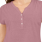 Style & Co Women's Dolman Sleeve Henley Linen Blend Top Purple Size Medium