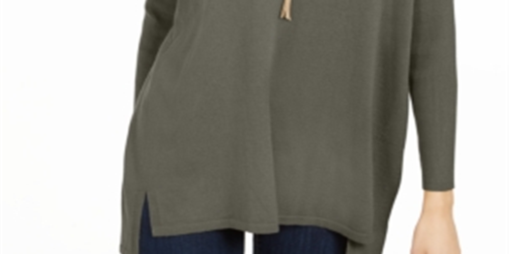 Style & Co Women's V Neck Tunic Sweater Green Size Large