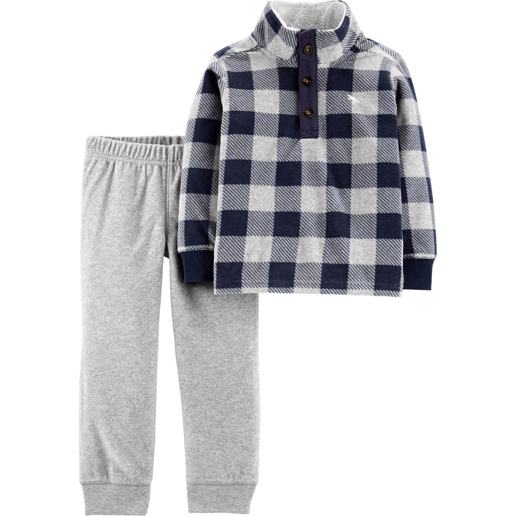 Carter's Toddler Boy's 2 Pc Plaid Fleece Top & Jogger Pants Blue Size 5
