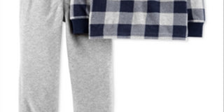 Carter's Toddler Boy's 2 Pc Plaid Fleece Top & Jogger Pants Blue Size 5