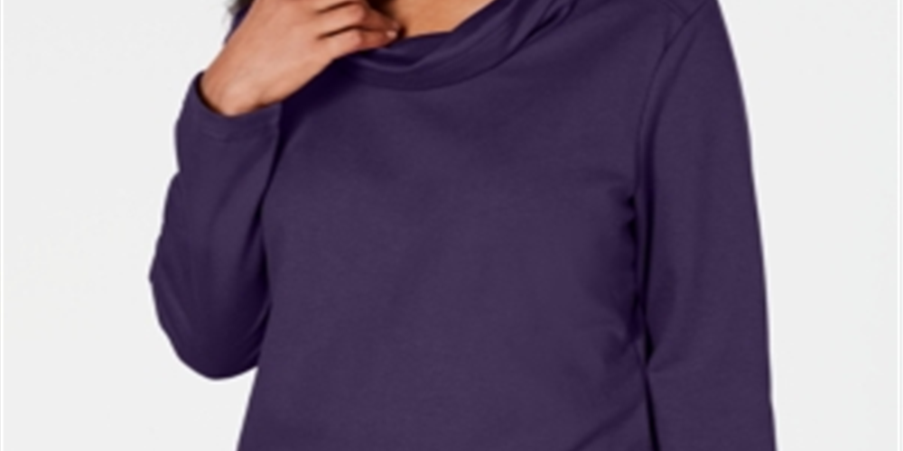 Karen Scott Women's Sport Cowl Neck Top Purple Size XX-Large