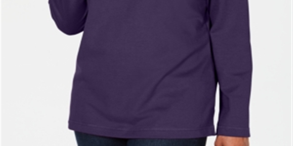 Karen Scott Women's Sport Cowl Neck Top Purple Size XX-Large