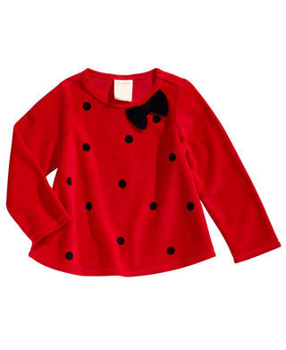 First Impressions Toddler Girls Dot-Print Velour Top  Red Size 4T REG