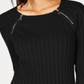 INC International Concepts Women's Zip Detail Ribbed Sweater Black Size Petite XL